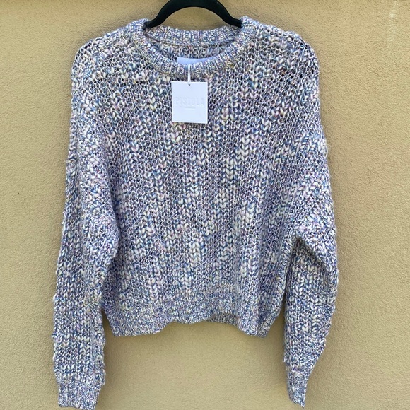 NWT Pistola 🔥 Confetti Crop Sweater Sz S Large Knit Style - Picture 2 of 10